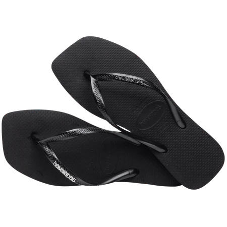 Slim Square Logo Metallic Sandal - Black Silver by Havaianas