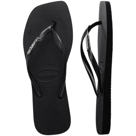 Slim Square Logo Metallic Sandal - Black Silver by Havaianas
