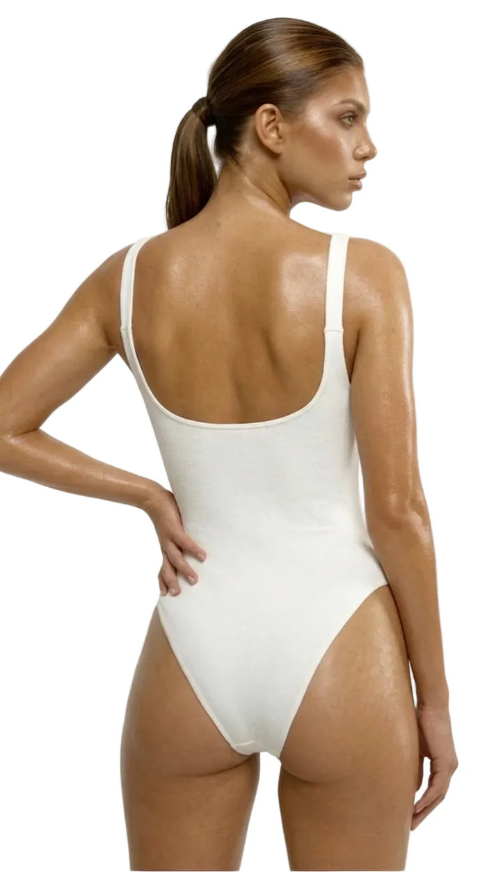 Pierre High Leg One Piece - White by Maxine Yachtwear