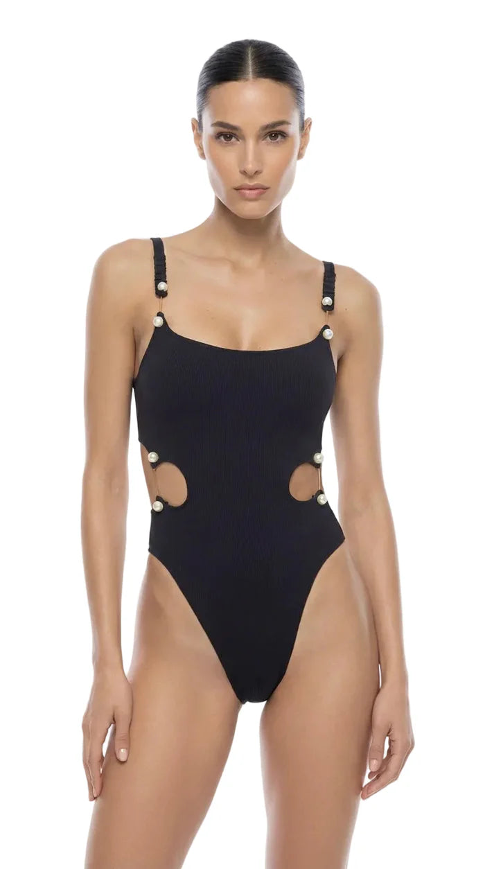 Paola High Leg One Piece - Onyx by Maxine Yachtwear