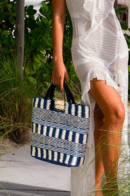 Cannes Bag in White/Blue by Nikki Beach