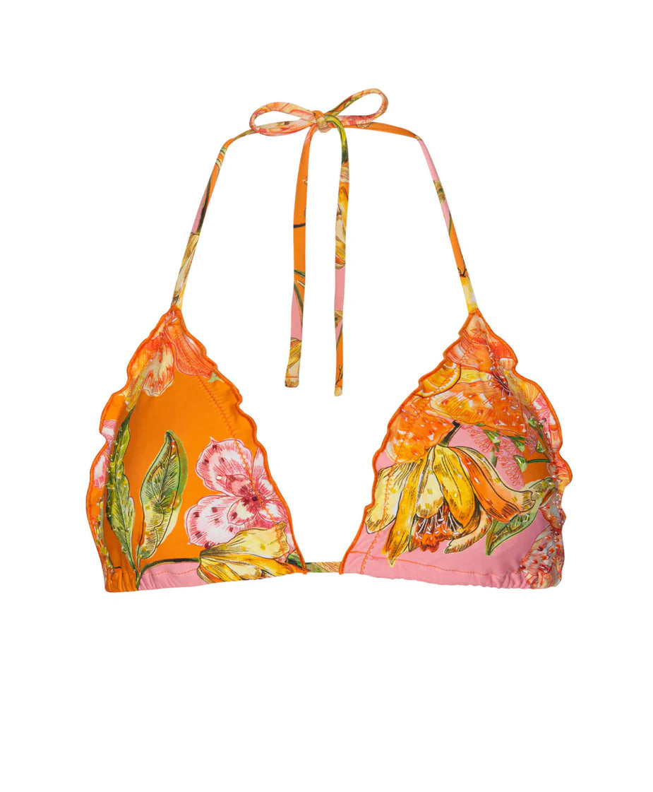 Clementine Beaded Lettuce Edge Tri Top & Clementine Embroidered Teeny Bottom by PQ Swim