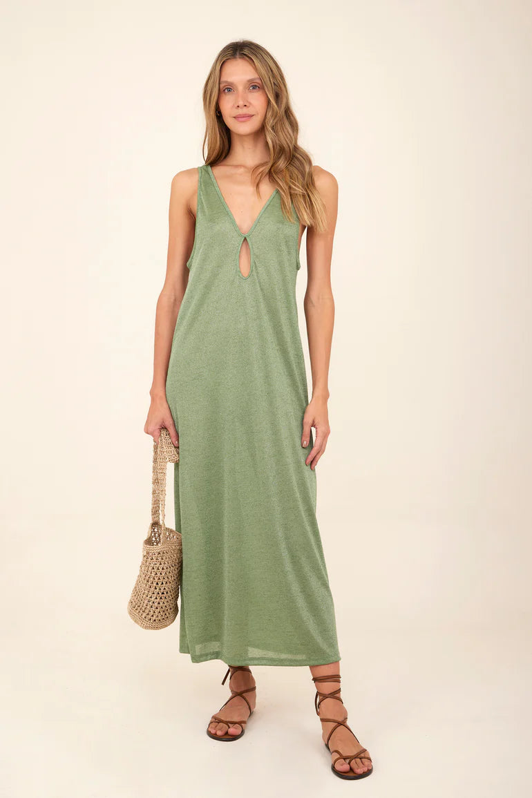 Green Slit Front Dress by Malai
