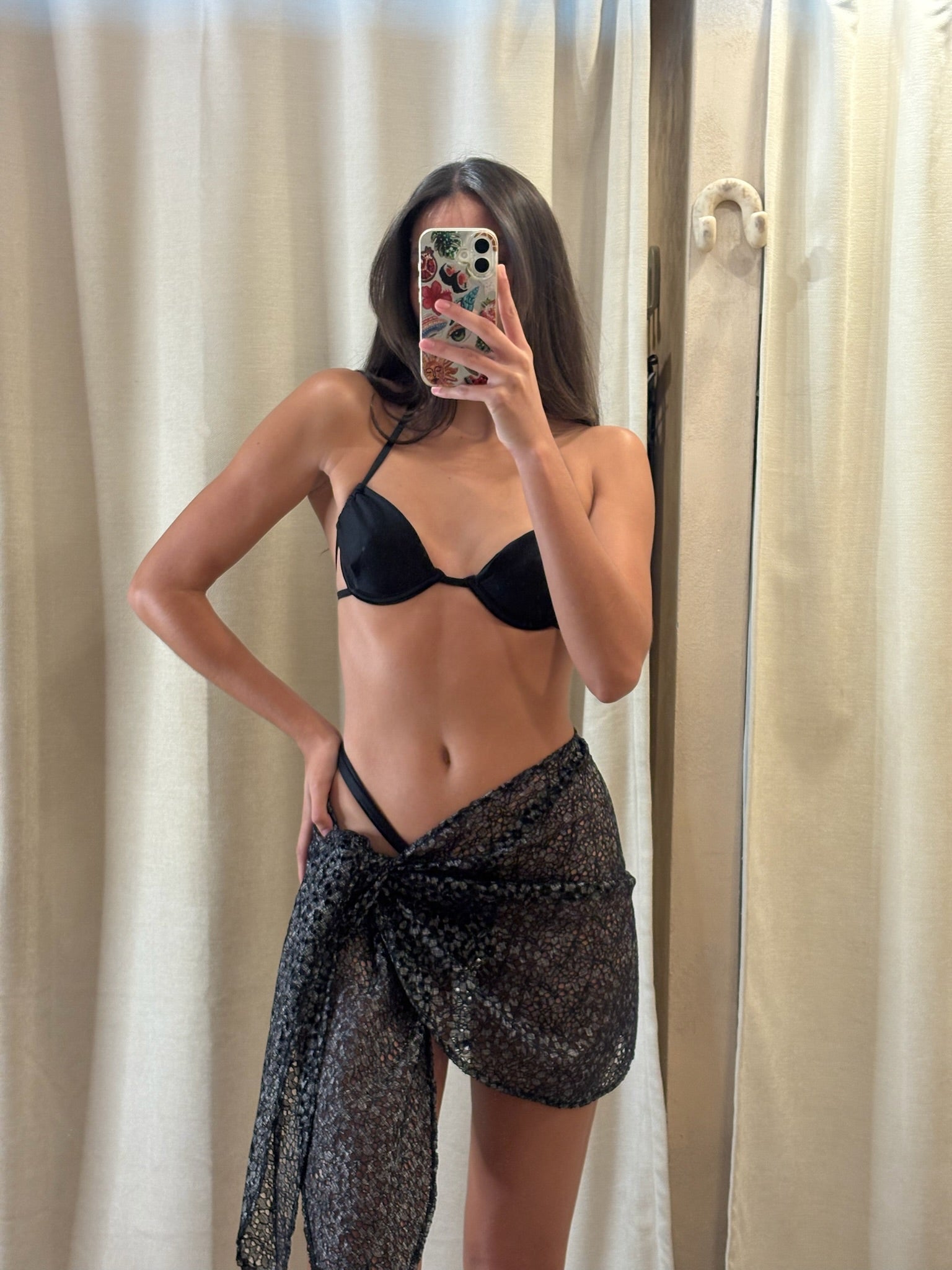 Black Textured Short Sarong - Ugly Sister x Indika