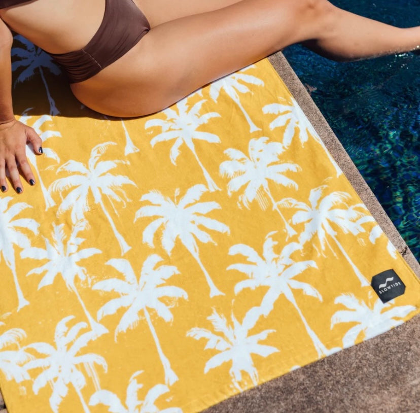 Luca Beach Towel White/Mustard