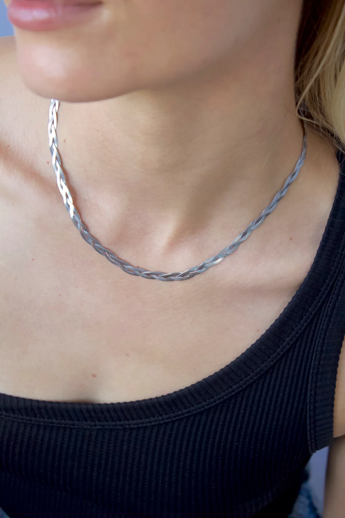 Braid Necklace Silver~ Salty Babes by Salty Cali