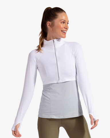 White Everyday Crop Rash Guard by BloqUv