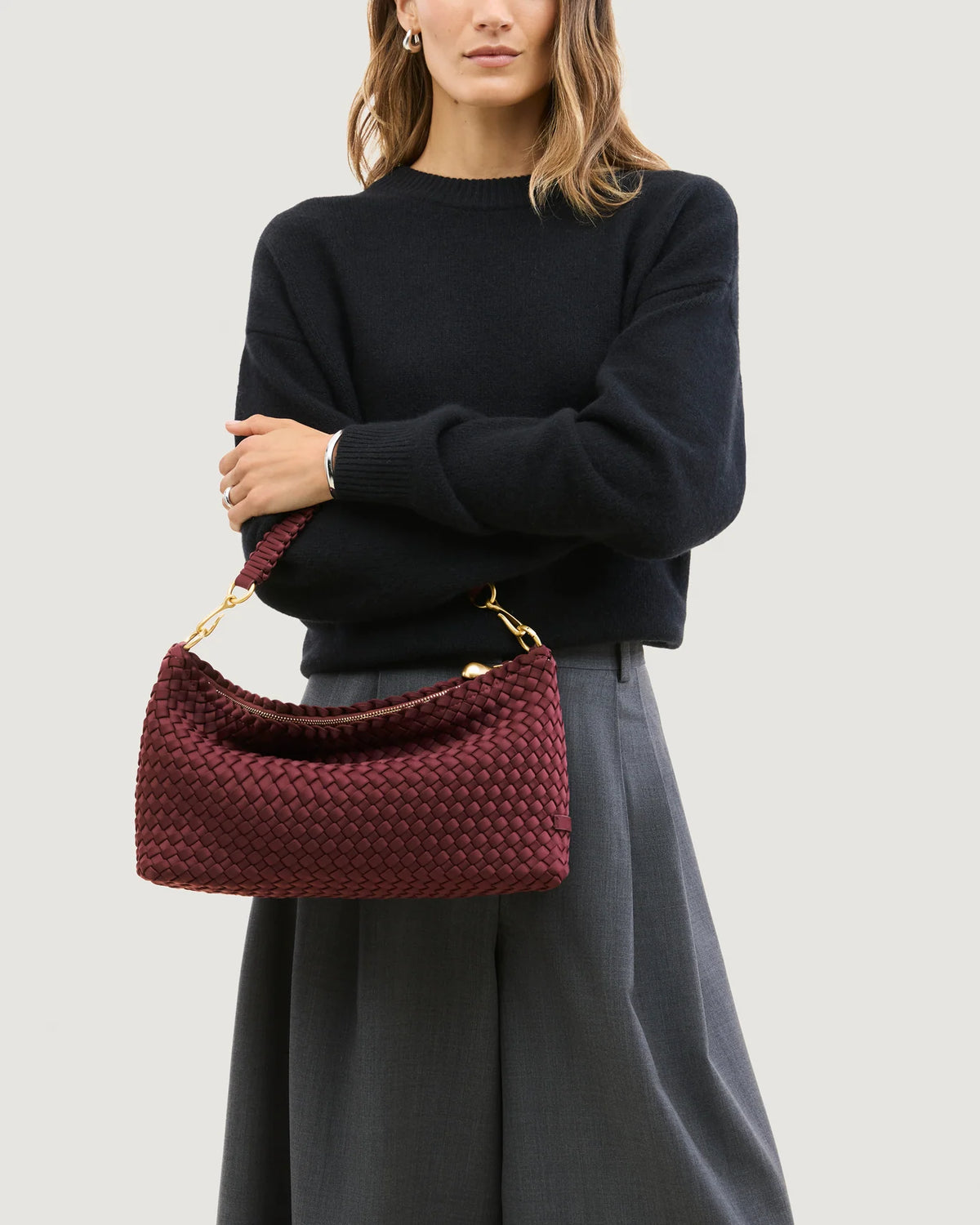 Porto Small Half-Moon Bag - Bordeaux By Naghedi