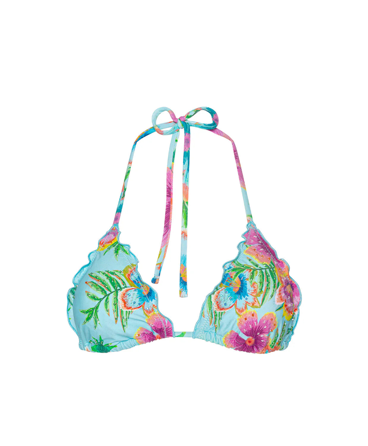 Embroidered Lettuce Edge Triangle Top & Lettuce Edge Tie Teeny Side Bottom - Solana by PQ Swim
