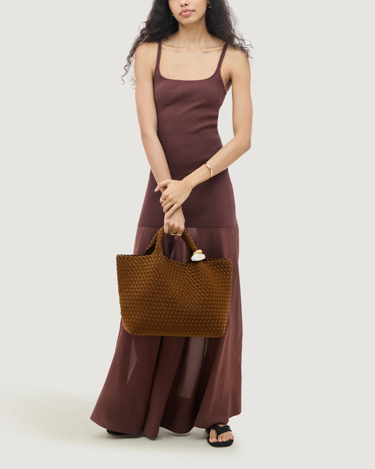 St. Barths Medium Tote Beads - Teak By Naghedi