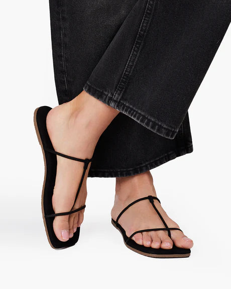 Chloe in Sable - Square Toe Suede Sandal by Tkees