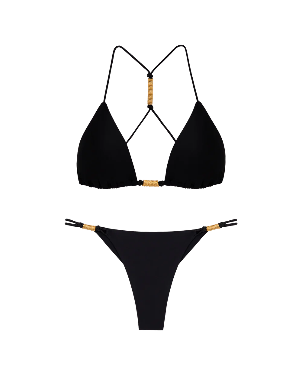 Matte Stacy T Back Tri Top & Matte Stacy Bottom - Black By Vix Paula Hermanny