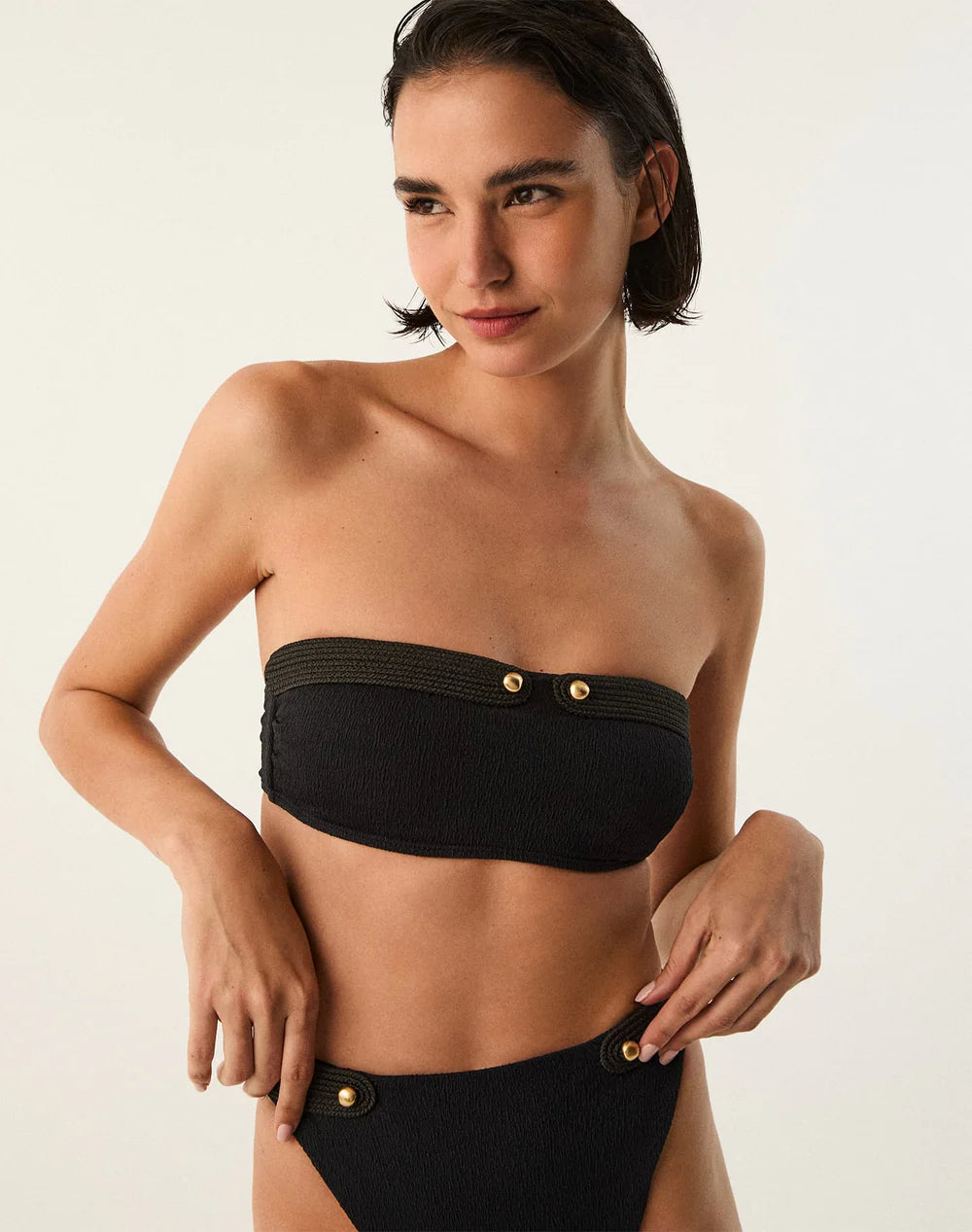 Firenze Lian Bandeau Top & Firenze Lian Hot Pant Bottom - Black By Vix Paula Hermanny