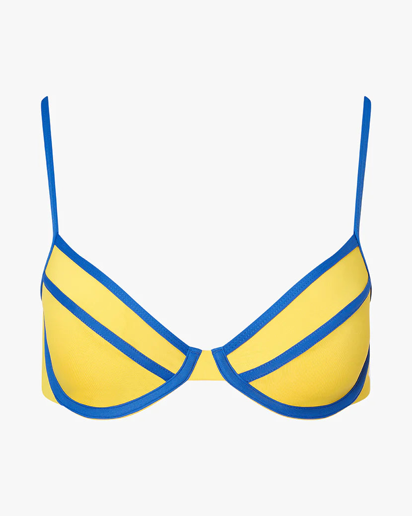 Full Coverage Underwire Bikini Top & Classic Scoop Bottom | Tangerine/Mediterranean Blue by We Wore What