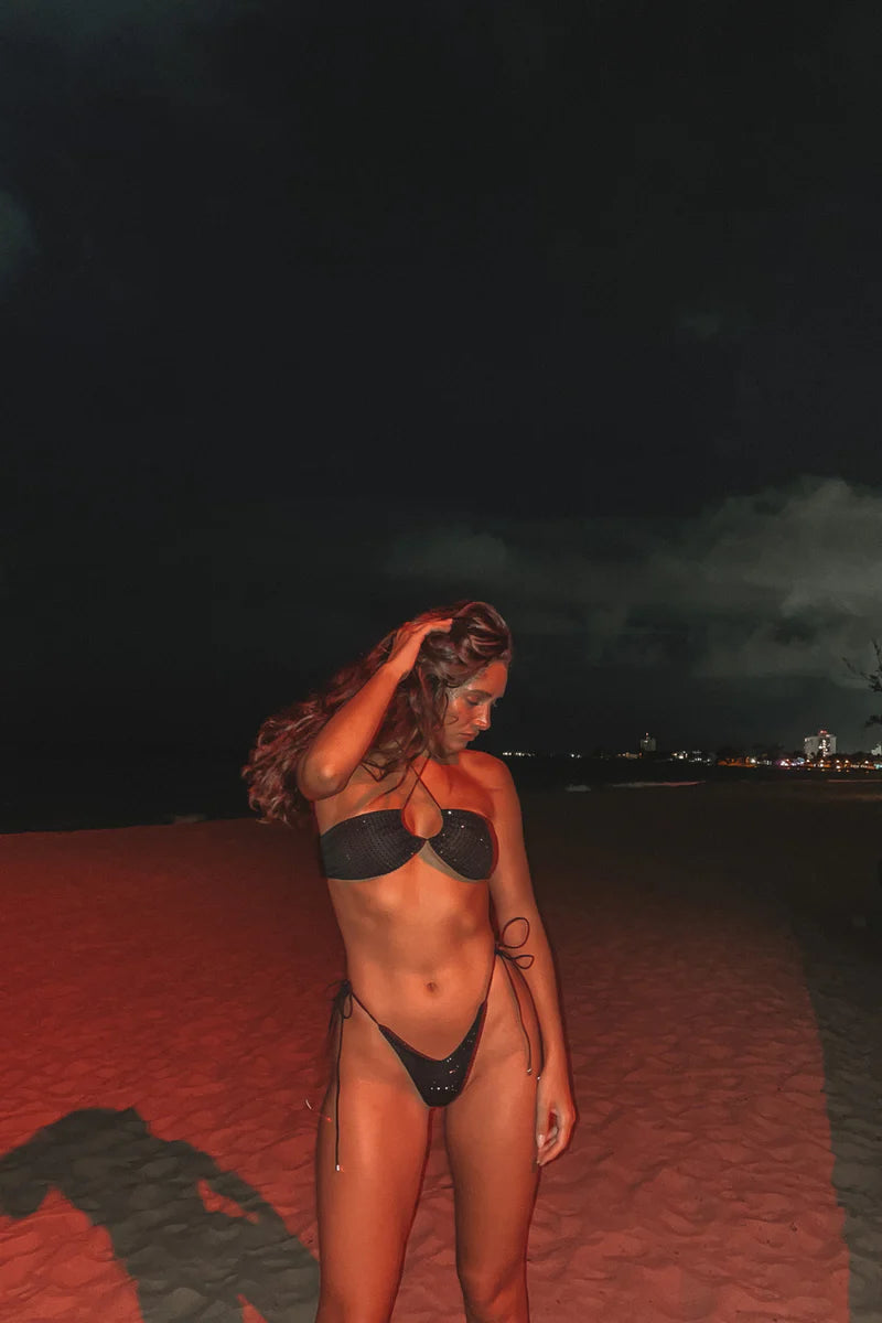 Crystal Bandeau Top & Crystal Cheeky Bottom - Black Ice by Verónika Pagán