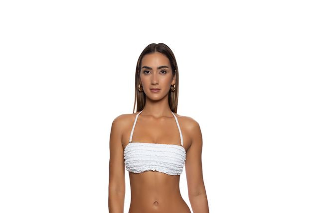 Free Form Bandeau Top & Moderate Bottom- White by Lulifama