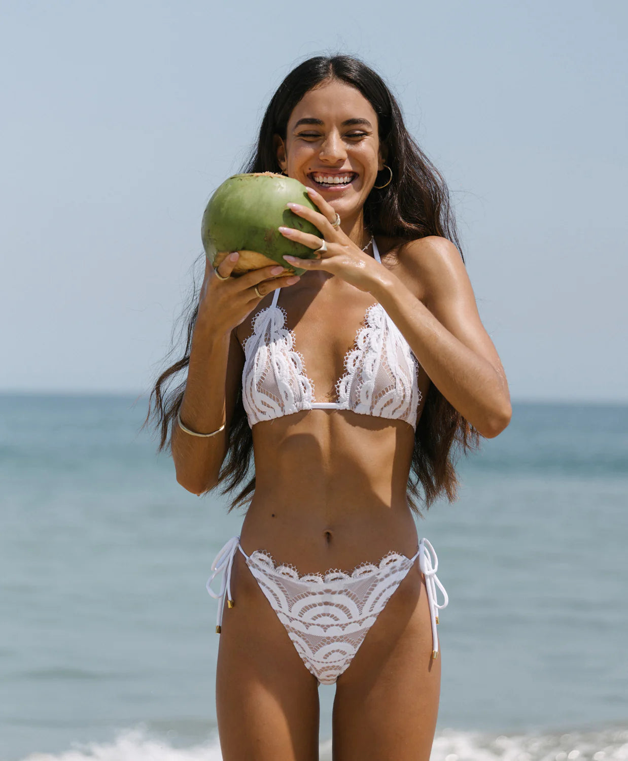 Lace Triangle Top & Lace Teeny Tie Side Bottom - Water Lily by PQ Swim