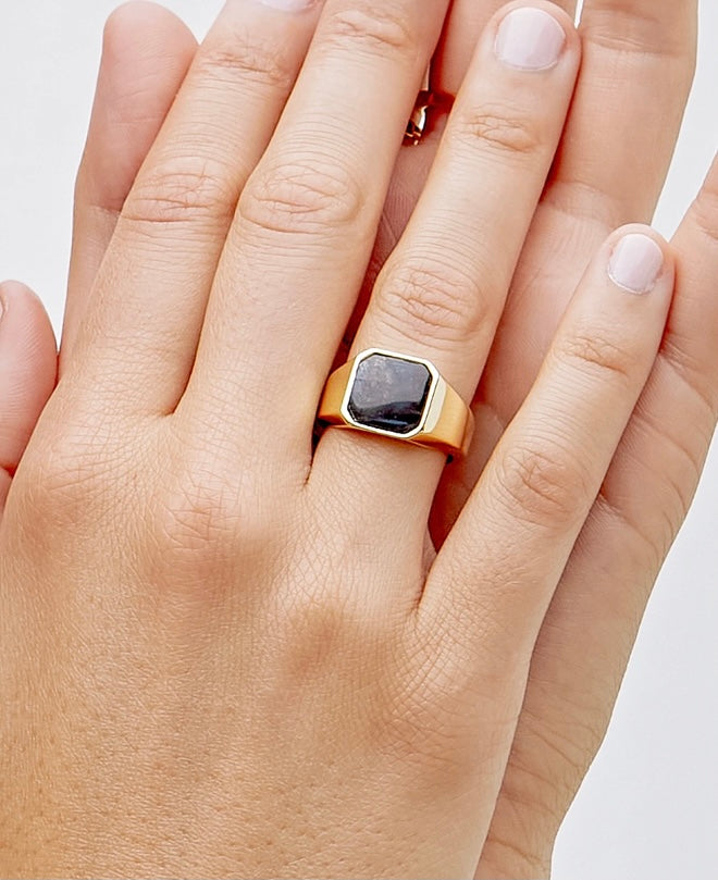Black Labradorite Adler Bar Ring by Gorjana