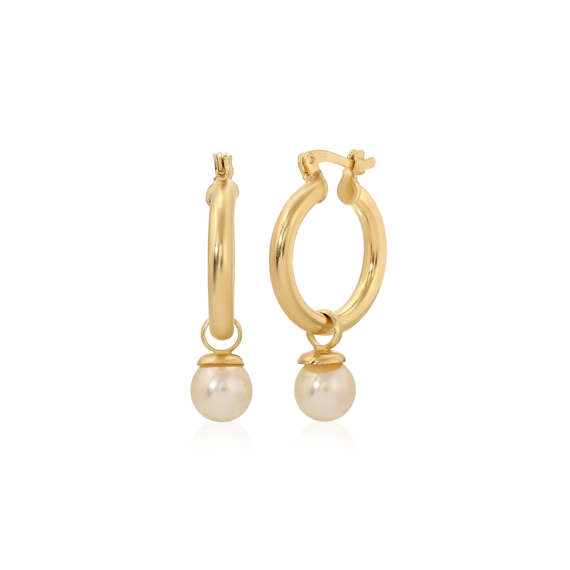 PEARL CHARM HOOP EARRINGS