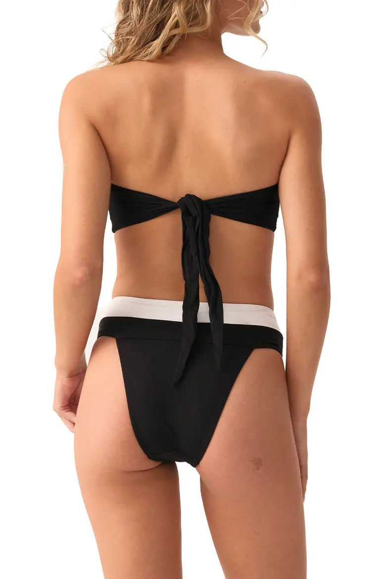 Detail Bandeau Bikini Top & Banded Bikini Bottom - Jet Black by PQ Swim