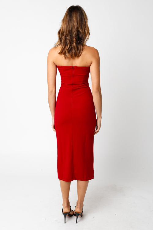 Crimson Midi Dress