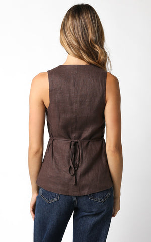 Austin Linen Top - Coffee