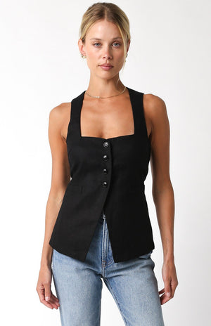 Austin Linen Top - Black