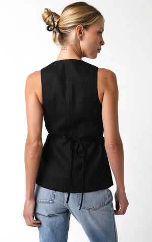 Austin Linen Top - Black