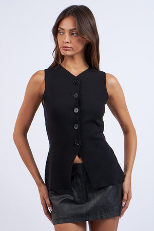 Malena Vest Top - Black