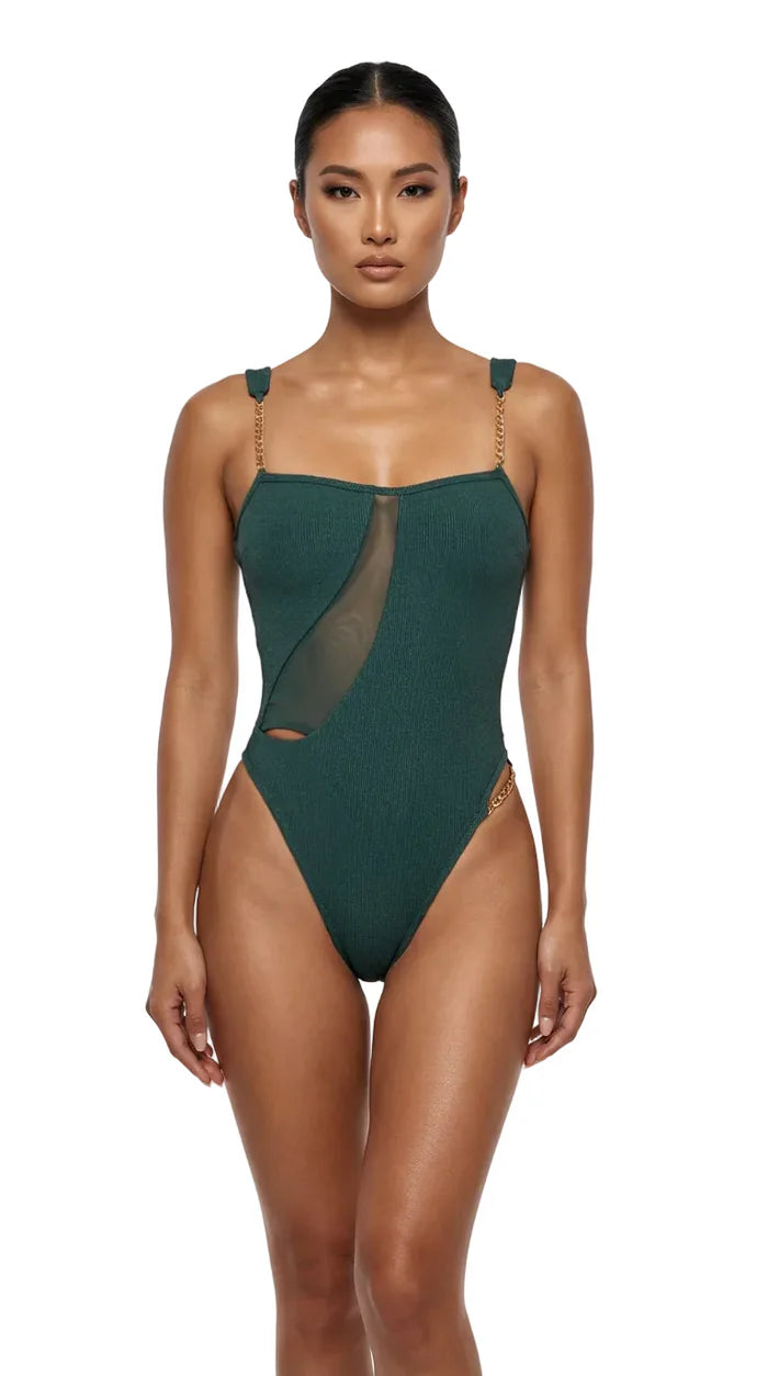 Bella High Leg One Piece - Emerald by Maxine Yachtwear