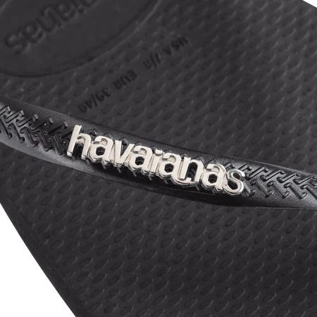 Slim Square Logo Metallic Sandal - Black Silver by Havaianas