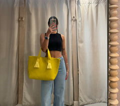 Tulum Medium Tote | Ochre by Naghedi Nyc