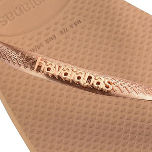 Slim Square Logo Metallic Sandal - Rose Gold by Havainas