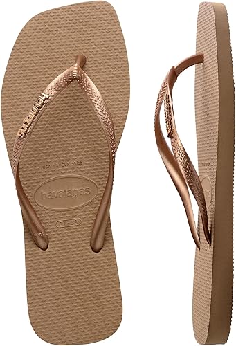 Slim Square Logo Metallic Sandal - Rose Gold by Havaianas