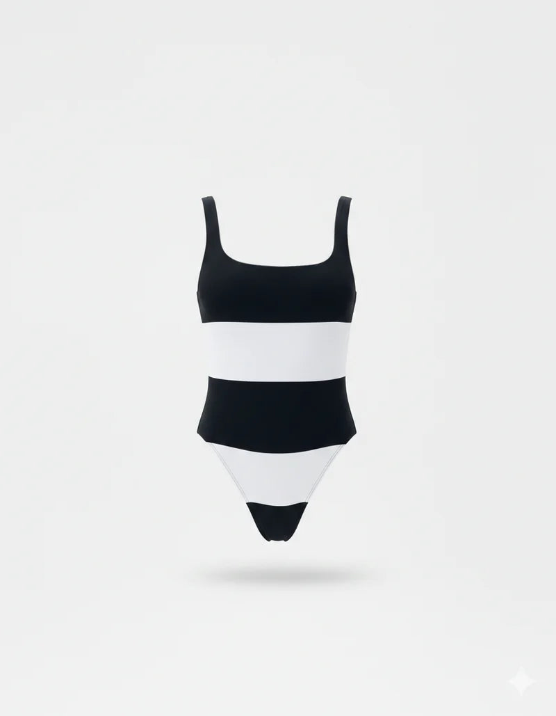 Olga High Leg - Black & White By Maxine Yachtwear
