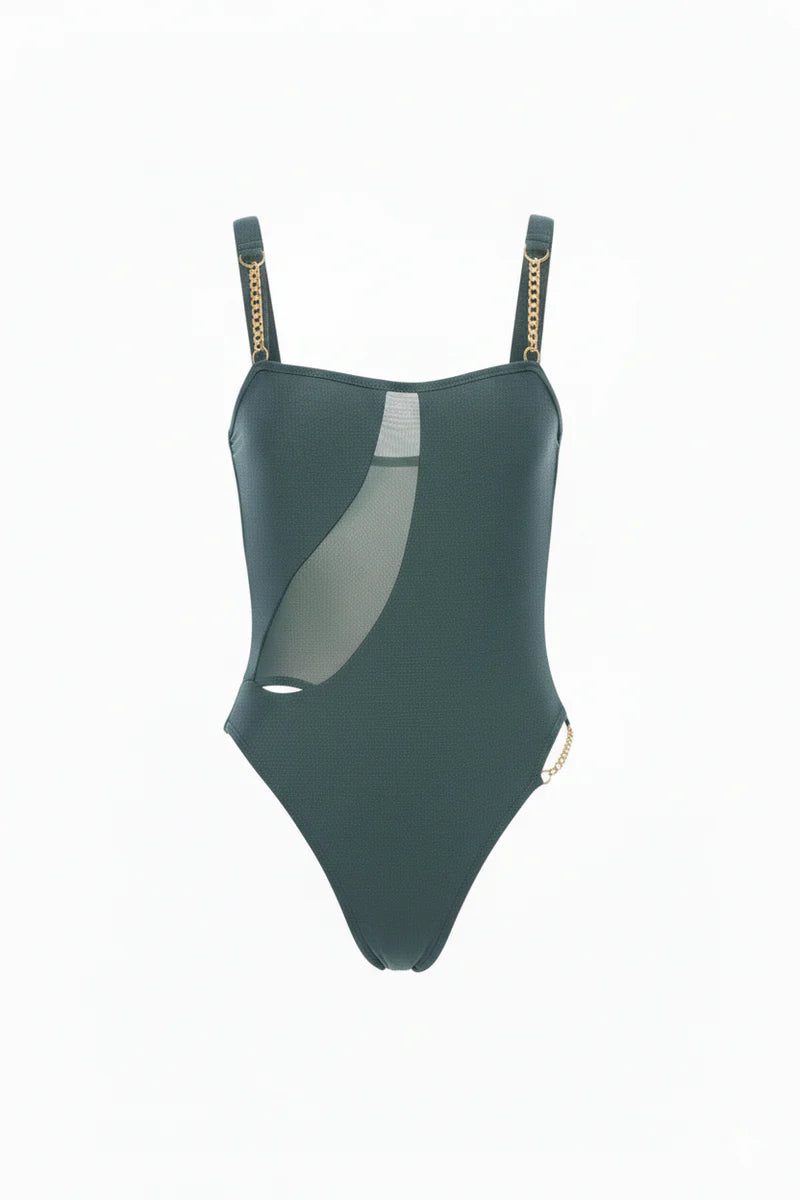 Bella High Leg One Piece - Emerald by Maxine Yachtwear