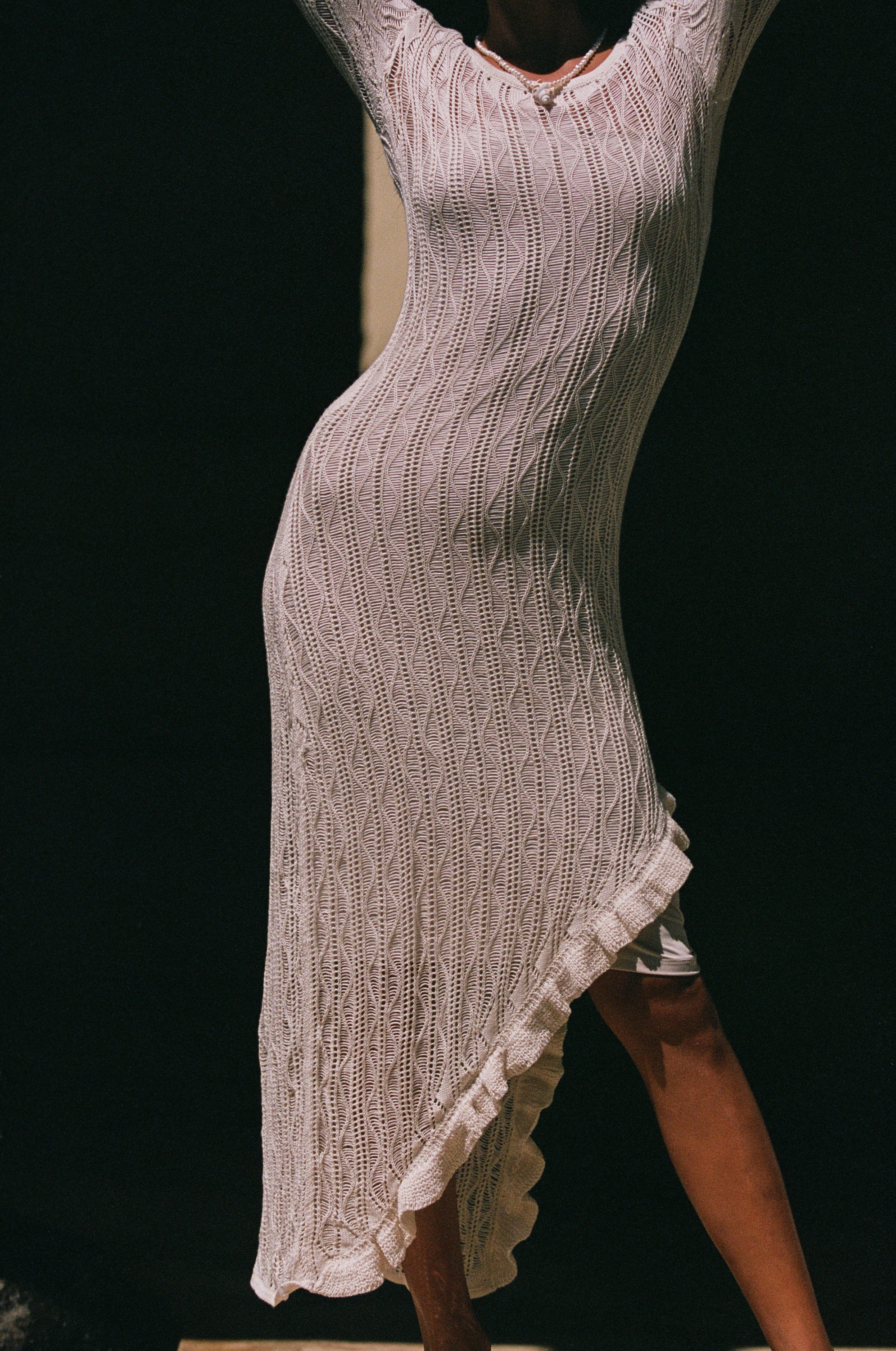 Brenda White Wavy Maxi Dress by Capittana