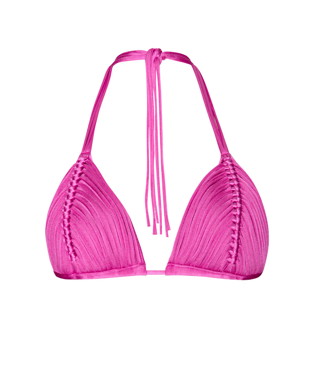 Cosmo Pink Isla Tri Top & Cosmo Pink Basic Ruched Teenny Bottom by PQ Swim