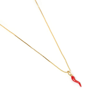 Cornicello Charm Necklace - Red by Arms of Eve