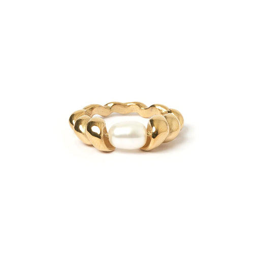 Riviera Gold & Pearl Ring by Arms of Eve