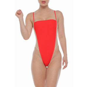 Amelia High Leg Monokini - Red By Maxine Yachtwear