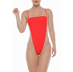 Amelia High Leg Monokini - Red By Maxine Yachtwear