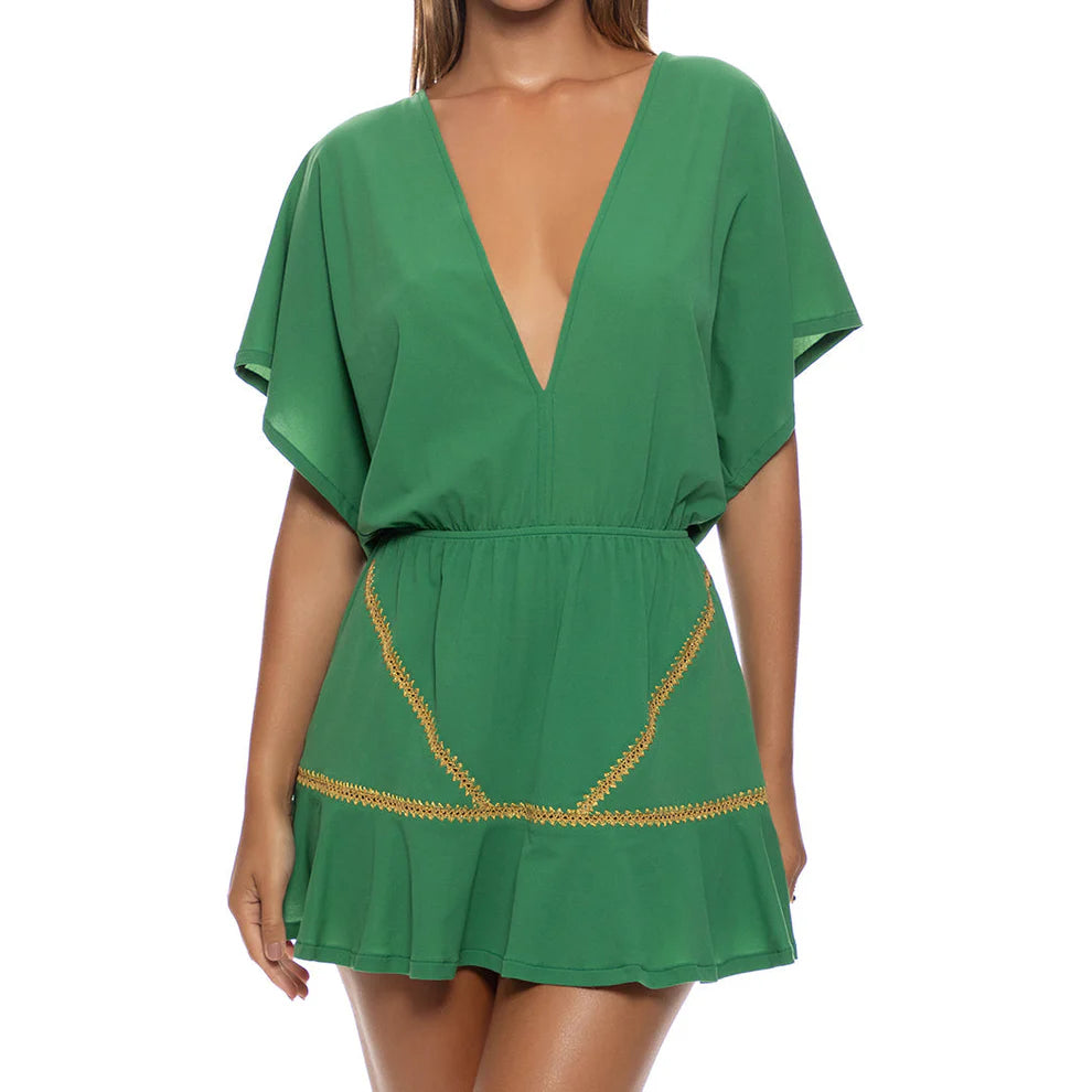 Luxe Stitch Playera V Neck Ruffle Dress - Palma by Lulifama