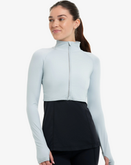 Soft Gray Zipped Crop Rash Guard by BloqUv