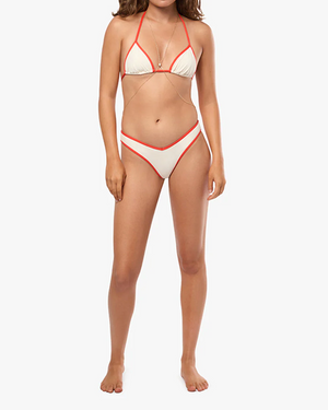 Triangle Top & Delilah Bottom | Off White/Red by We Wore What