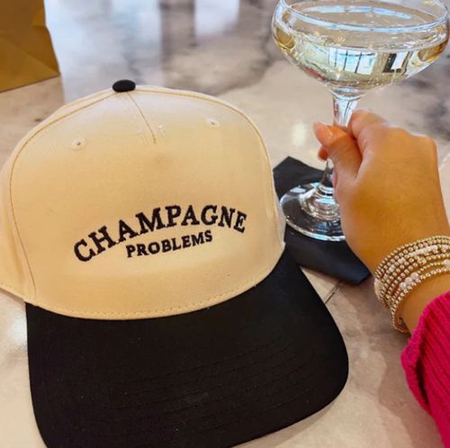 Champagne Problems Black Vintage Hat