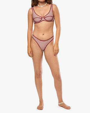 Scoop Underwire Top & Classic Scoop Bottom | Sangria/Off White by We Wore What