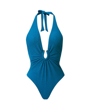 Turquoise Tides Plunge Detail One Piece by PQ Swim