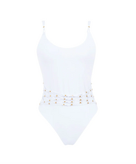 White Sand Beaded Brynn One Piece by PQ Swim