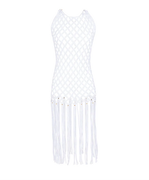 White Sand Beaded Brynn Cover Up by PQ Swim